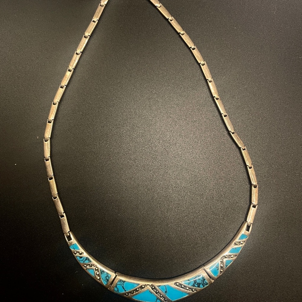 Vintage turquoise and marcasite necklace.
